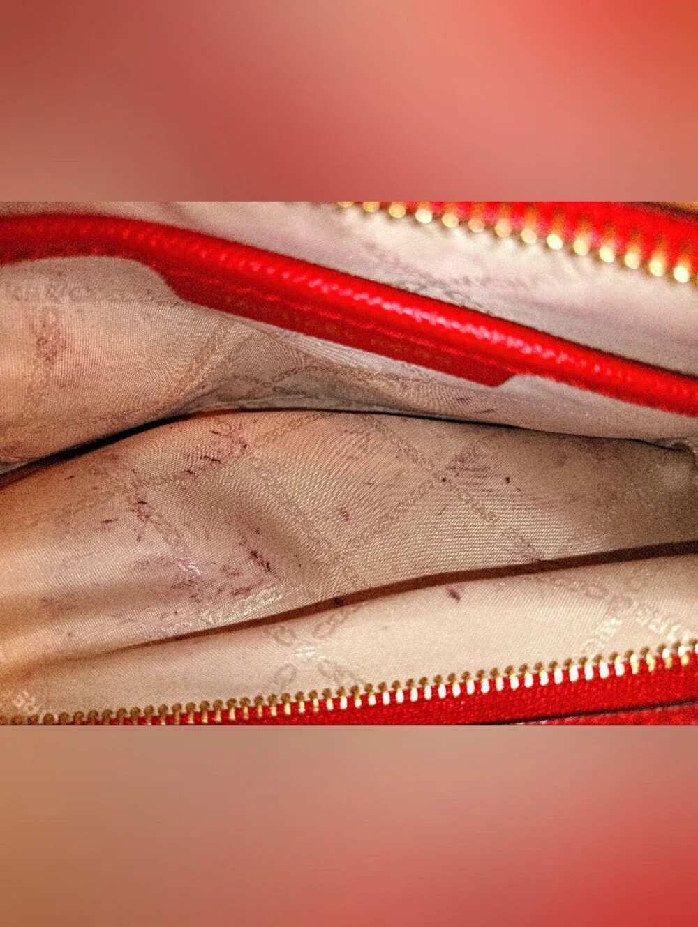 Michael Kors Red Leather Gold Chain Shoulder Bag